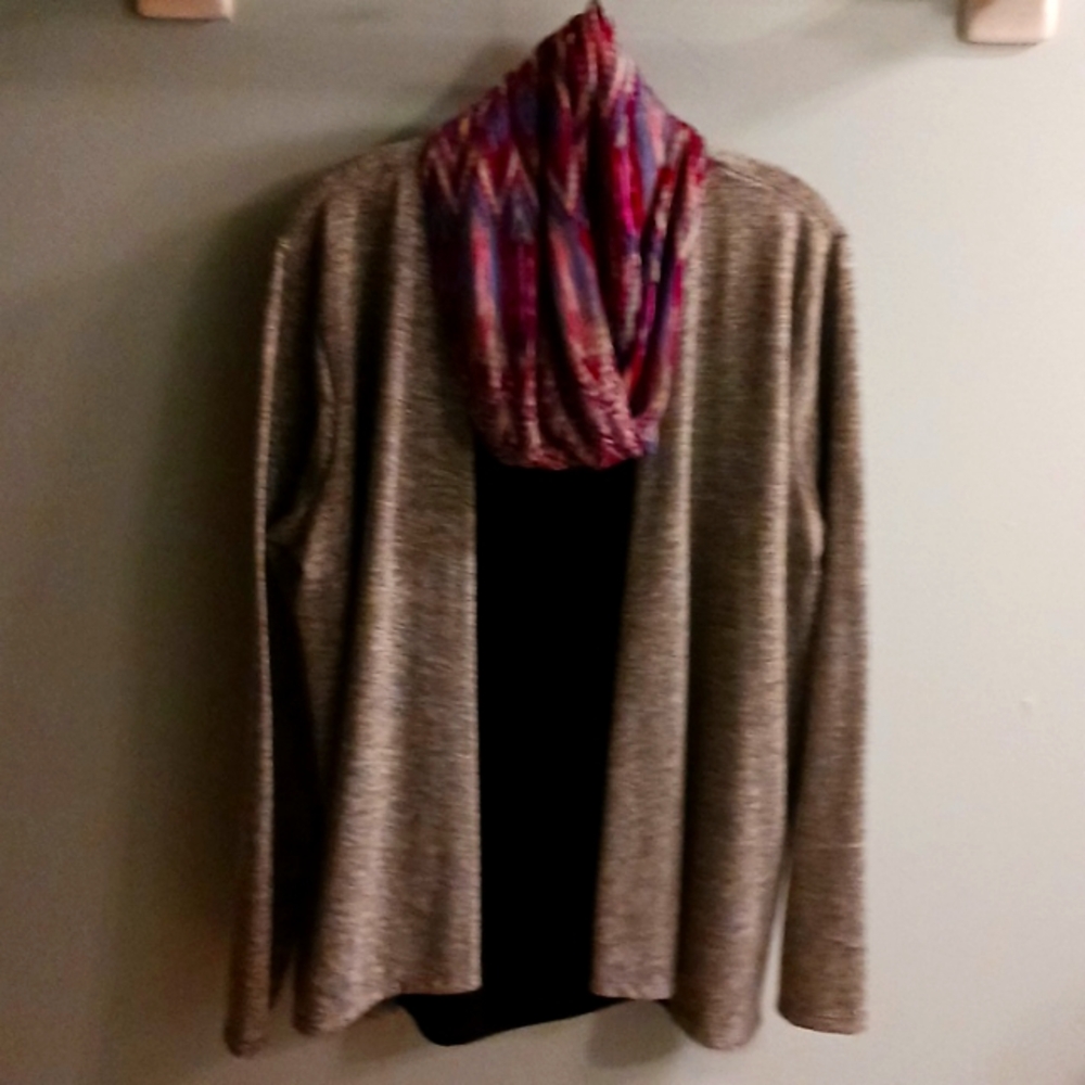 Black Top with attached  Gray Cardigan